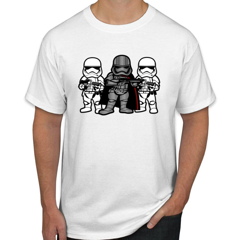 Star Trooper Wars  The Force Awakens Captain Phasma and Troopers White T-Shirt