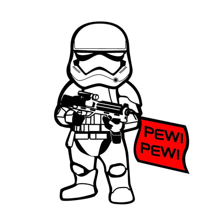 Star Trooper Wars The Force Awakens 1st Order Stormtrooper PEW! PEW! Sticker Sci-Fi