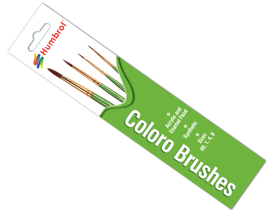 Humbrol Hornby Coloro Brush Pack - Size 00/1/4/8 - AG4050 Model Making Crafts Cosplay Painting