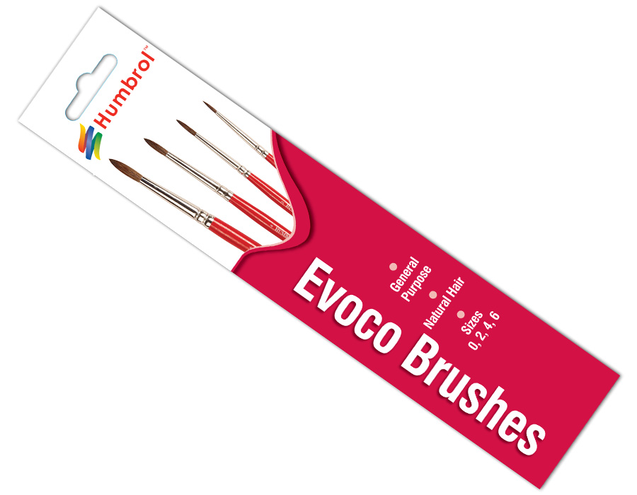Humbrol Evoco Brush Pack Art Supplies - Size 0/2/4/6 - AG4150 Model Making Crafts Cosplay Painting