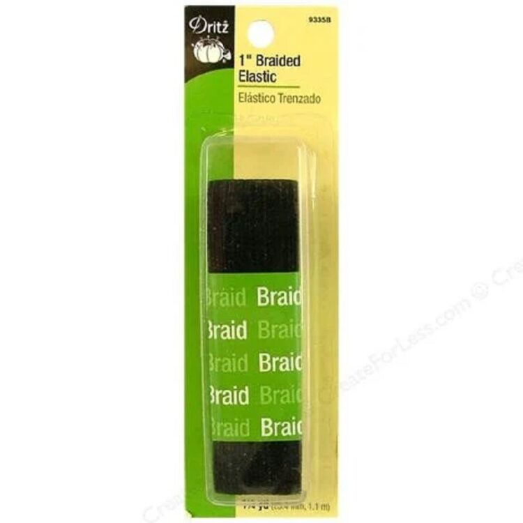 Braided Elastic Flat 1 in. x 1 yd Black Cosplay Costuming Sewing Notions