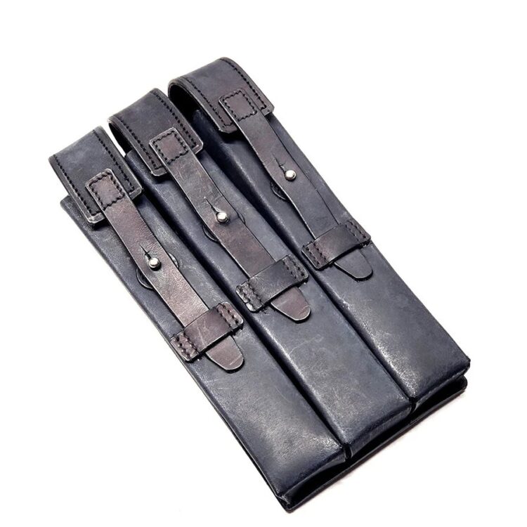Star Trooper Wars  Imperial Death Trooper Leather Ammo 3 Compartment Pouch Costume Cosplay MP40 Style Black