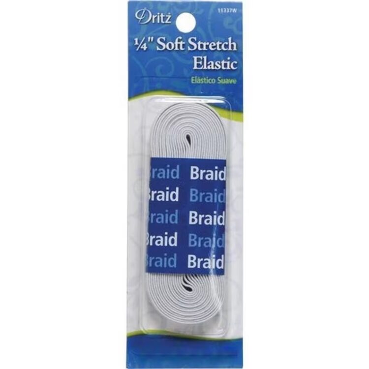 Soft Stretch Elastic, 1/4" x 1 yrd, White Sewing Supply Cosplay Costuming Notions