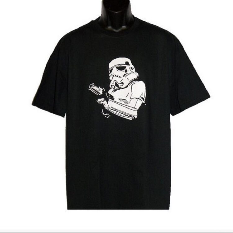 Star Trooper Wars Aiming Stormtrooper Black T-Shirt A New Hope Short Sleeve