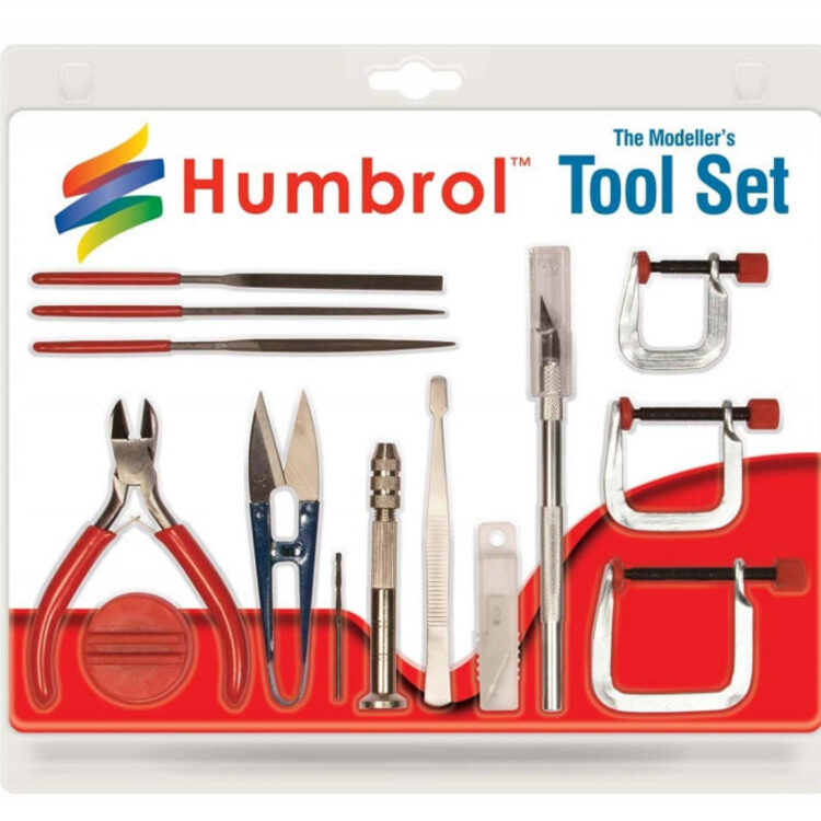 Model Tool Set Humbrol AG9159 Art Craft Miniature Detail Art Supply Files Clamp Tweezer Cutter Knife