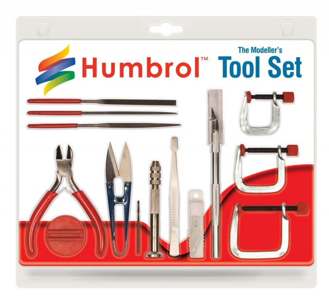 Model Tool Set Humbrol AG9159 Art Craft Miniature Detail Art Supply Files Clamp Tweezer Cutter Knife