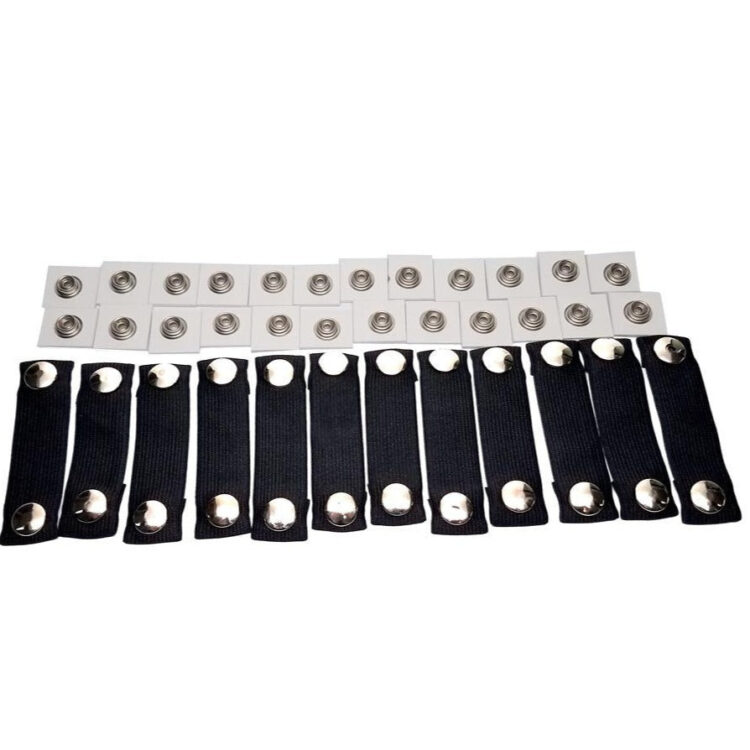 Snap tabs and elastic.