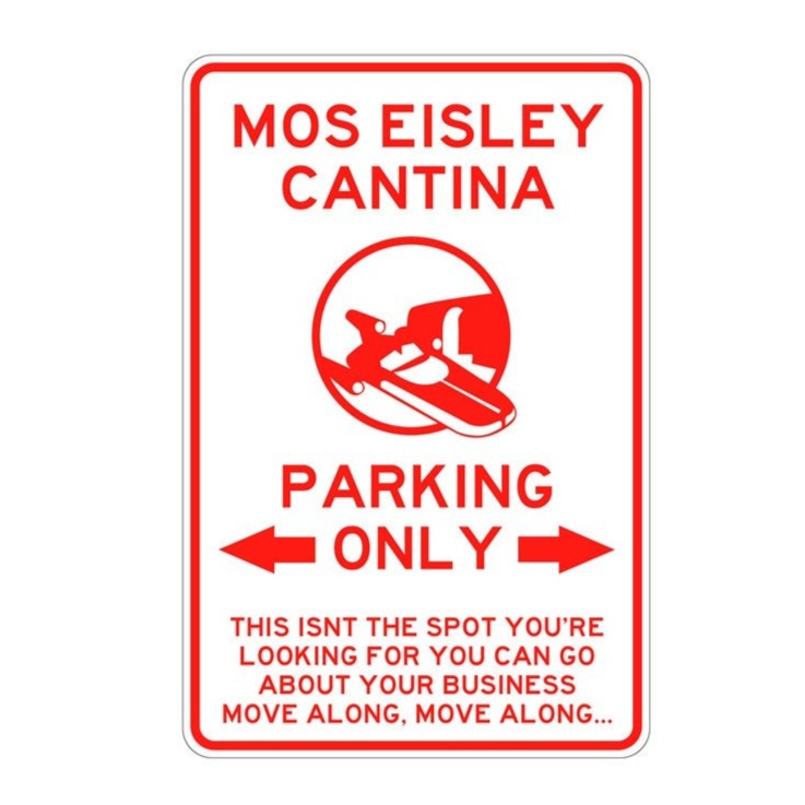white aluminum and printed vinyl novelty parking sign