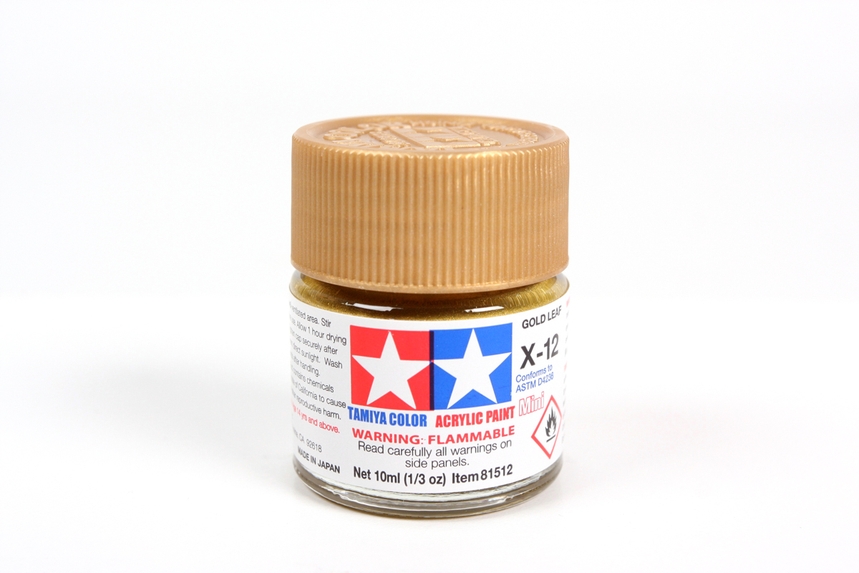 TAMIYA ACRYLIC MINI X-12 GOLD LEAF 10Ml BOTTLE MODELING HOBBY CRAFT PAINT COSPLAY