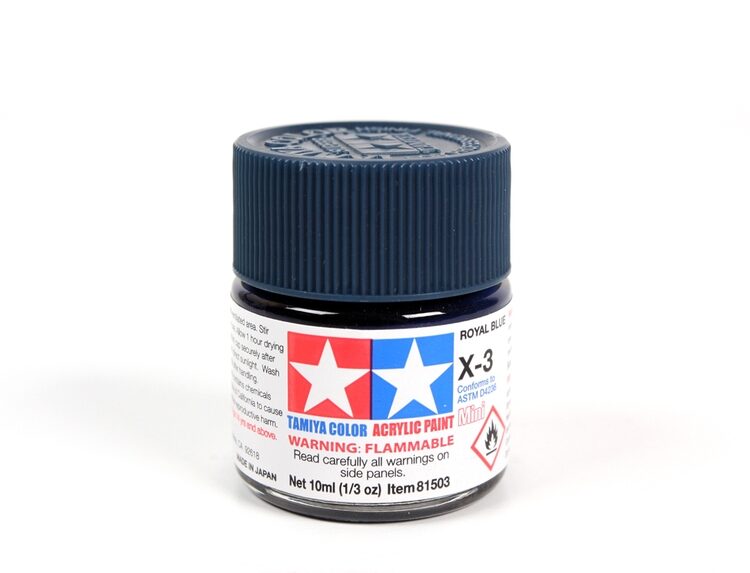 TAMIYA ACRYLIC MINI X-3 ROYAL BLUE 10Ml BOTTLE MODELING HOBBY CRAFT PAINT COSPLAY