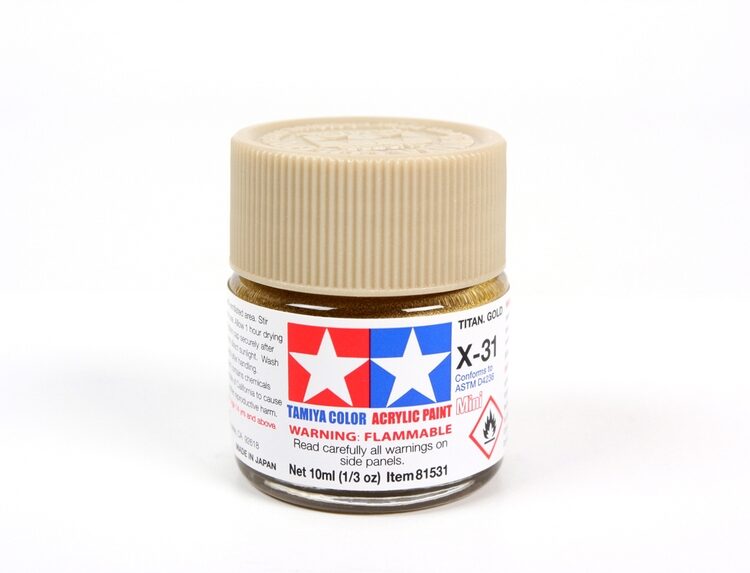 TAMIYA ACRYLIC MINI X-31 TITAN GOLD 10Ml BOTTLE MODELING HOBBY CRAFT PAINT COSPLAY