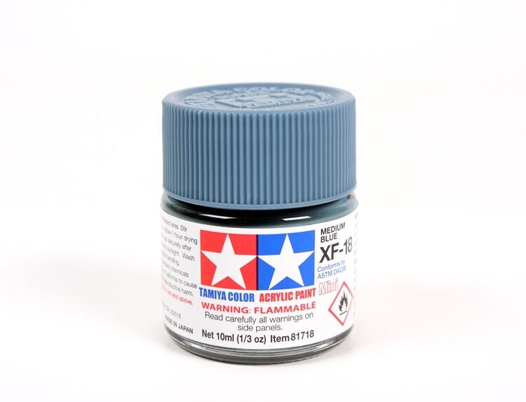 TAMIYA ACRYLIC MINI XF-18 MEDIUM BLUE 10Ml BOTTLE MODELING HOBBY CRAFT PAINT COSPLAY