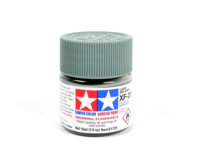 TAMIYA ACRYLIC MINI XF-25 LT. SEA GREY 10Ml BOTTLE MODELING HOBBY CRAFT PAINT COSPLAY