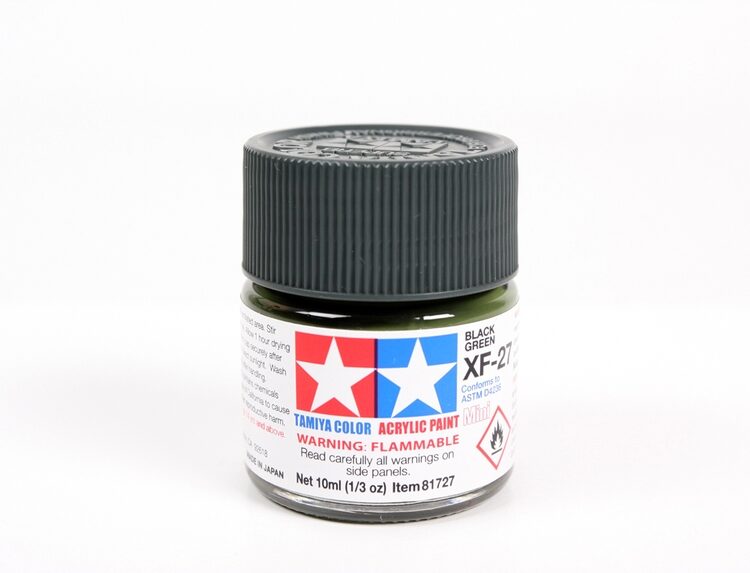TAMIYA ACRYLIC MINI XF-27 BLACK GREEN10Ml BOTTLE MODELING HOBBY CRAFT PAINT COSPLAY