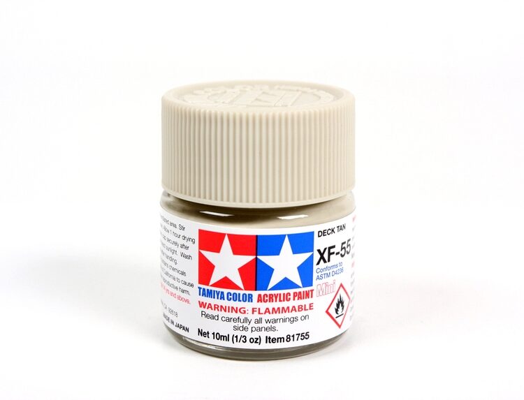 TAMIYA ACRYLIC MINI XF-55 DECK TAN 10Ml BOTTLE MODELING HOBBY CRAFT PAINT COSPLAY
