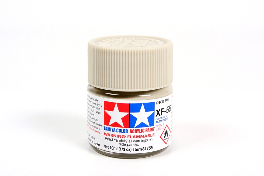 TAMIYA ACRYLIC MINI XF-55 DECK TAN 10Ml BOTTLE MODELING HOBBY CRAFT PAINT COSPLAY