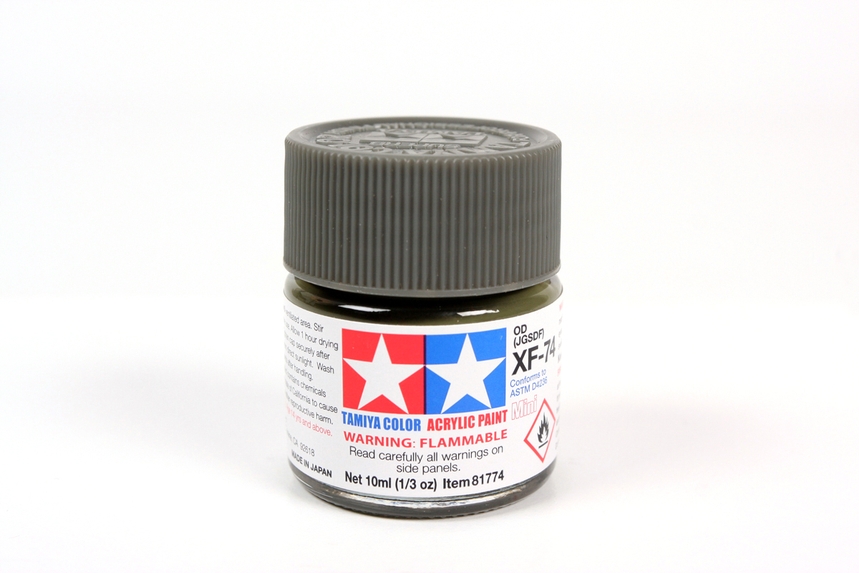 TAMIYA ACRYLIC MINI XF-74 OLIVE DRAB 10Ml BOTTLE MODELING HOBBY CRAFT PAINT COSPLAY