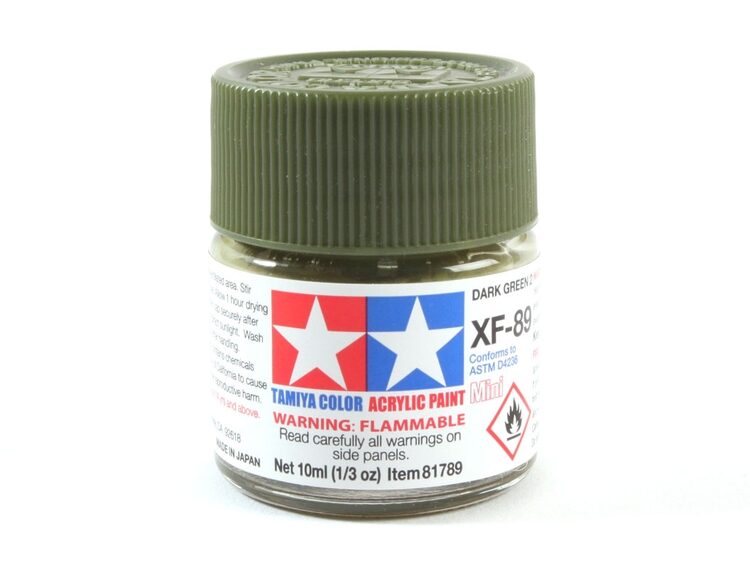 TAMIYA ACRYLIC MINI XF-89 DARK GREEN 10Ml BOTTLE MODELING HOBBY CRAFT PAINT COSPLAY