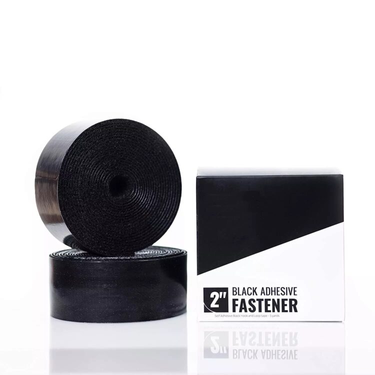 Self Adhesive Hook and Loop Tape Roll 2 Inch x 5 Yards Black Strong Adhesive Interlocking Tape